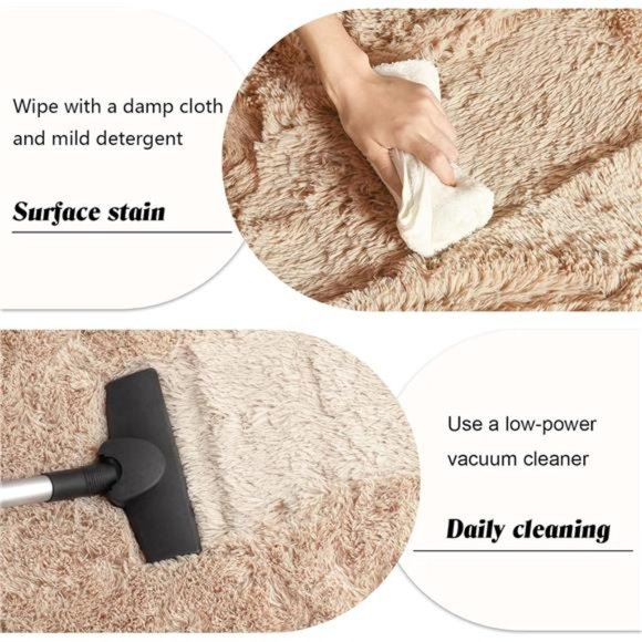 Soft Shag Runner Rug for Bedroom,2x6 Feet Fluffy Rugs with Non-Slip Bottom,Beige - Picture 6 of 6